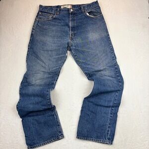 Vintage 517 Bootcut Jeans Mens 38x34 Y2K Distressed Faded Blue Western Wide Leg